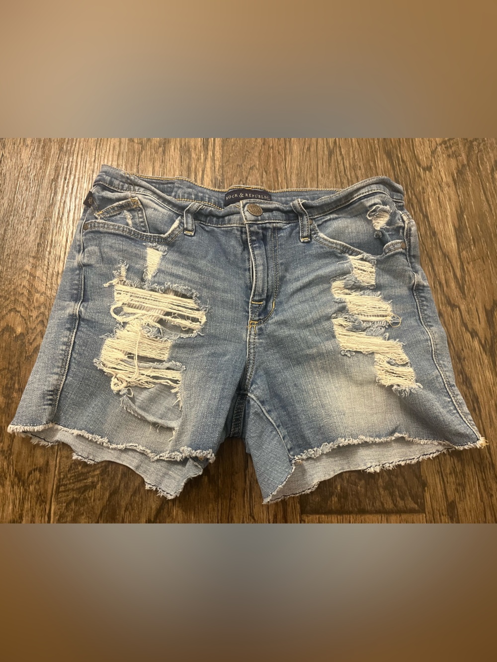 Rock & Republic Light Blue Distressed Denim Shorts